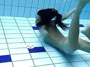 Underwater swimming stripping babe Zhanetta