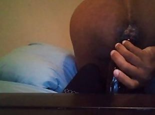 Black soft asshole penetrated by 11in dildo pt4