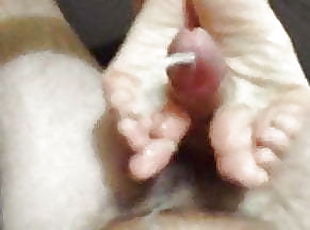 Footjob from neighbour mature