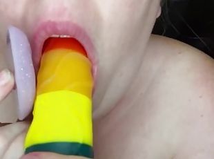 Greedy bisexual can’t choose between a rubber cock and a rubber pussy
