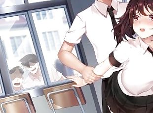Cute brunette in school uniform fucks with classmate in public / japanese schoolgirl