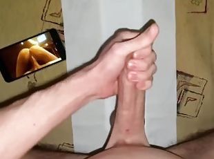 Hot guy jerks off while watching hentai cums a lot and moans with pleasure