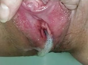 Pissing out Creampies Close Up POV