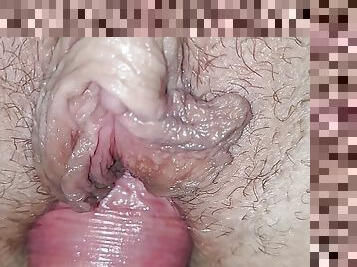 hairy butterfly pussy with big clit amateur mom munichgold is fucked and sprayed on her pussy