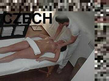 Oiled up Czech Brunette Enjoys Sex after Massage - Amateur spycam