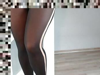 cul, collants, secrétaire, amateur, ejaculation-sur-le-corps, patron, talons-hauts