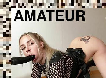 amatöör, teismeline, kodus-tehtud, blond, veebikaamera, masinad, dildo, soolo