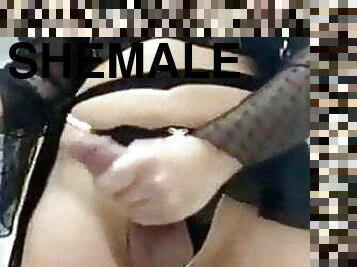 gros-nichons, énorme, masturbation, transsexuelle, énorme-bite, indien, ladyboy, lingerie, solo, bite