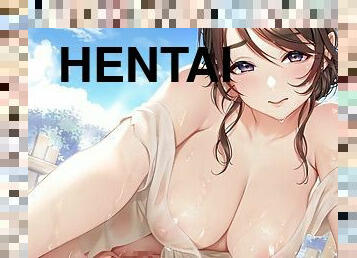 asiatique, gros-nichons, babes, ados, japonais, anime, hentai