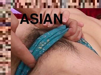 ASIAN GLAMOUR Scene-1_Busty Asian brunette enjoys cumshot on her hairy pussy