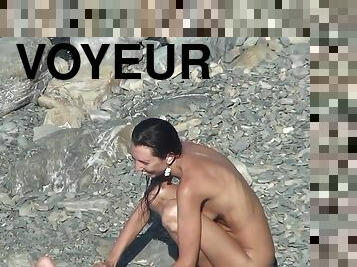 nudist, im-freien, kam, strand, voyeur, natürliche, versteckte, angeberei