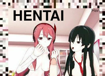 asiatique, cul, gros-nichons, lesbienne, ejaculation-interne, trio, anime, hentai