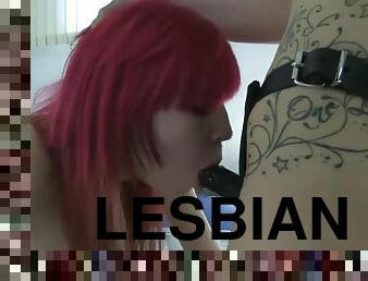 Brunette lesbian teen fucks Gf with strapon