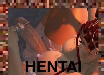 FUTA taking a bath and wine make her to grow a huge dick (SECOND LIFE)