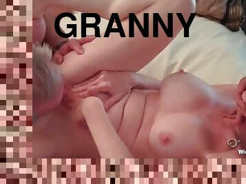 Anal threesome for horny granny