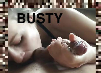 Busty Tits amateur porn mom in lingerie enjoys