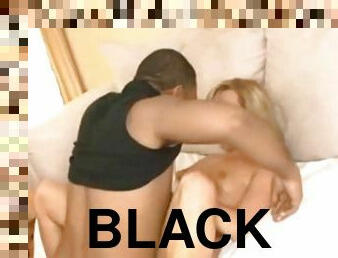 Blond riding black dick