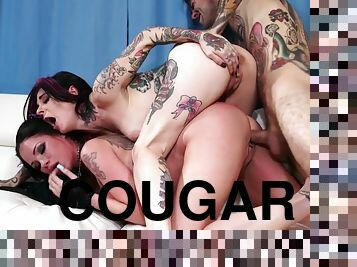 Kinky inked cougar Joanna Angel crazy 3some orgy