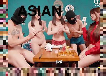 Asian raunchy harlots group exciting xxx scene