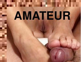 masturbation, fru, amatör, cumshot, gigantisk-kuk, fransk, fötter, man, sprut, fetisch