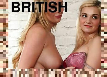 Classy British voyeurs strip in front of a handjob sub