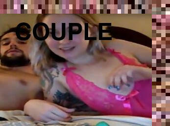 Sexy blonde couple on bed