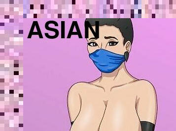 asiatisk, store-pupper, pussy, ludder, anime, hentai, barbert, brunette, tær