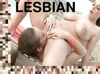 orgasme, udendørs, skønheder, lesbisk, pool, smuk, oral, hvid