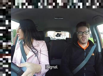 Curvy babe gets pummelled by a fake driving instructor