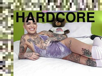Hardcore butt fuck with bald tattooed girl Leigh Raven