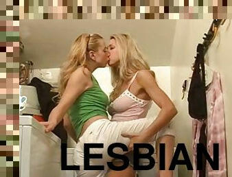 babes, lesbienne, baisers, blonde