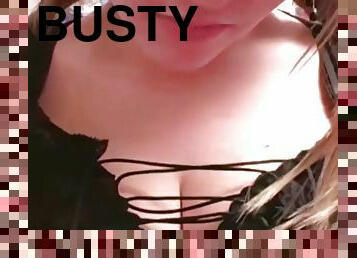 Busty amateur chick sucks big nipples
