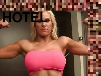 Muscle barbie megan avalon is a sexy hotel room tease