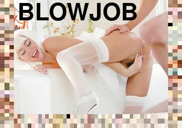 blowjob, strømper-stockings, vakker, engel, hvit