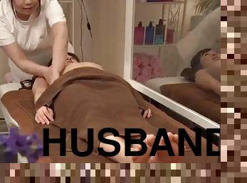 asiático, japonesa, massagem, marido