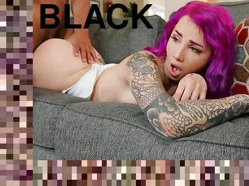 fellation, interracial, hardcore, black, pute, sœur, belle, attrapée, goth, tatouage