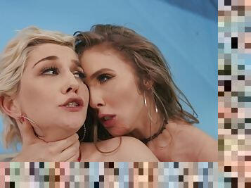 Big breasted blond Lena Paul has her asshole rimmed by some lesbian