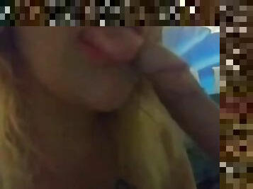 Puzzgirl's deep throat selfie sloppy blow job