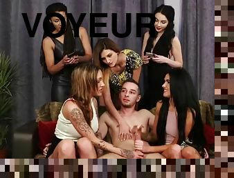 Voyeur slut group watch cfnm dude get sucked
