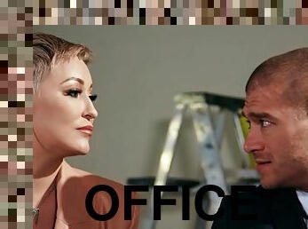 Horny slut Ryan Keely fucks lucky guy in the office