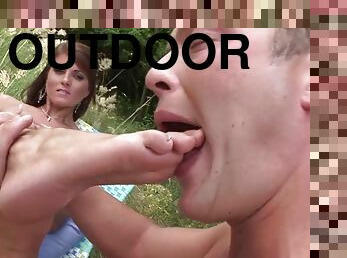 Wein Lewis and Kate Jones Foot job outdoor