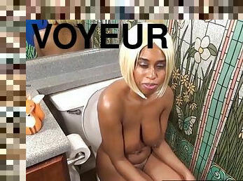 60fps slow motion voyeur young ebony girl shower pussy & pee