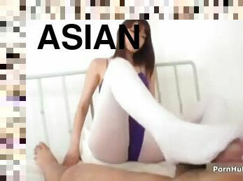 asiatisk, strumpbyxor, brudar, cumshot, japansk, fötter, strumpor, underkläder, rumpa-butt, fetisch