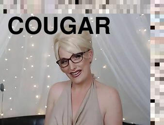 Sophisticated cougar with sexy glasses and stockings