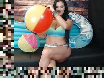 2 Beach Balls Blow Deflate Blow