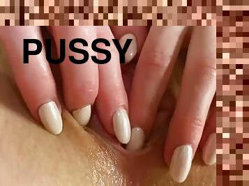 masturbation, fitta-pussy, tight, vacker, perfekt, ensam, close-up, vått, särande