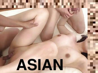 Asian anal drilling and pussy toying