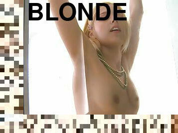 Adorable blonde sasha floosy meets the fake penis