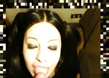 Goth Girl With Pigtails Used Fuck Mouth Deepthroat Cum Face