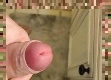 Morning wood cumshot before a shower